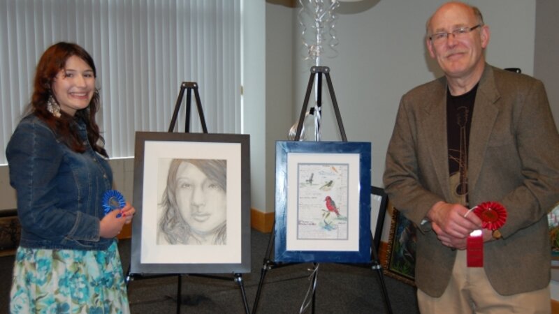 5th Annual Exhibit Self Portrait #1 & A Page from my Birder's Journal