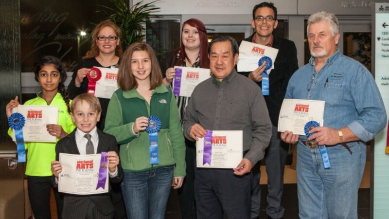 2nd Annual Exhibit Group shot of the award winners at the reception for the 2nd Annual NAP Exhibit for Adventist Midwest Health.