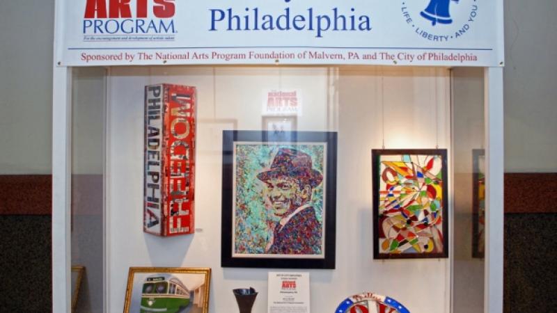 14th Annual Exhibit NAP artwork on display in the beautiful case right outside the Mayor's office.