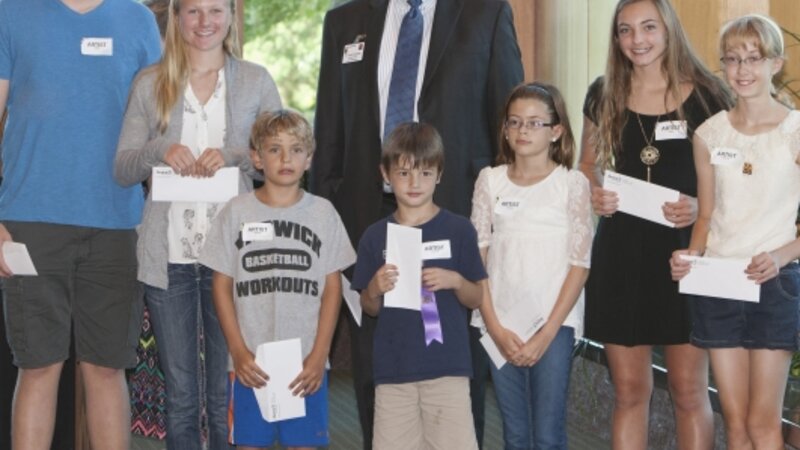 4th Annual Exhibit Regional President & CEO, Dr. Kapaska with Continuing Art Education Scholarship winners at the awards reception.