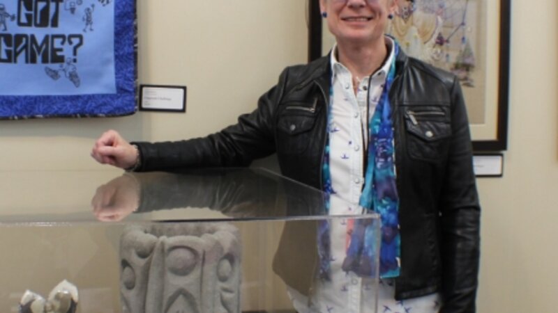 7th Annual Exhibit Carved Concrete Cylinder