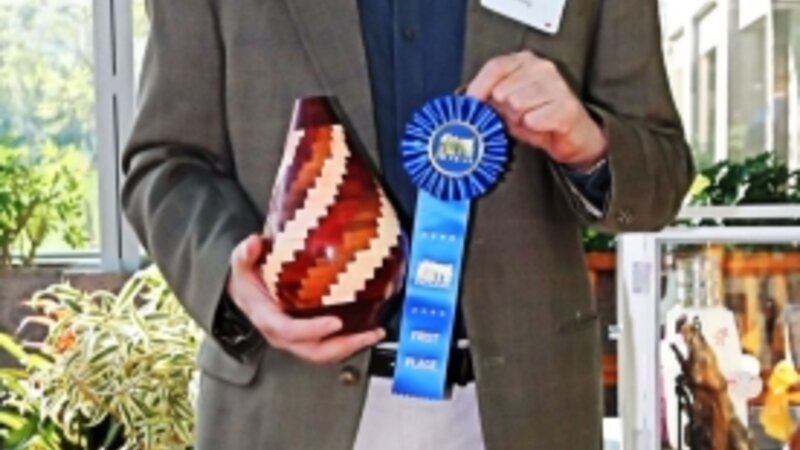 13th Annual Exhibit Woodturning, Three Wood Vase