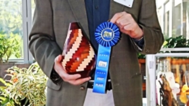 13th Annual Exhibit Woodturning, Three Wood Vase