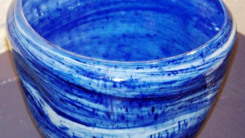 3rd Annual Exhibit Blue / White Marble Bowl