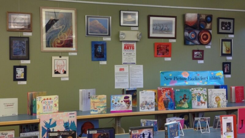 7th Annual Exhibit Artwork on display at the Walt Library, one of four library venues for the exhibition in Lincoln, NE