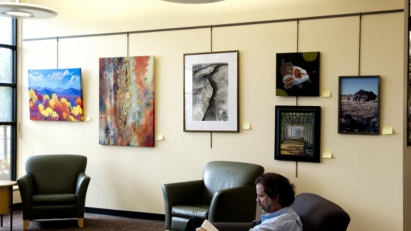 5th Annual Exhibit Artwork adorning the walls of the Philip S. Miller Library