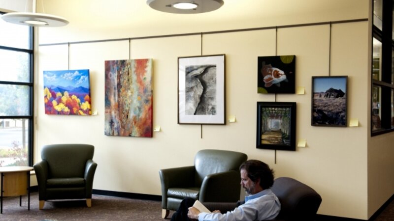 5th Annual Exhibit Artwork adorning the walls of the Philip S. Miller Library
