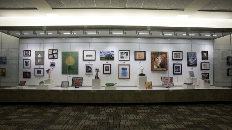 3rd Annual Exhibit One of the new display cases housing some of the 2D and 3D works from the 3rd Annual NAP Show