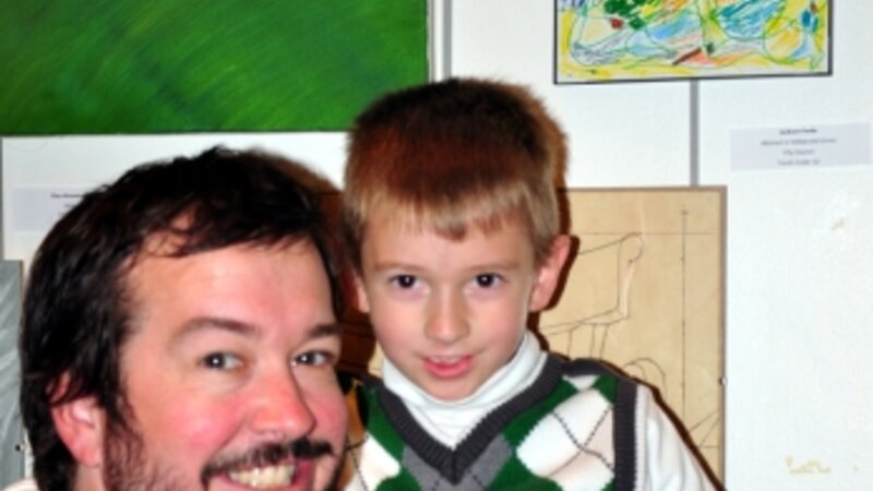 11th Annual Exhibit Abstract in Green and Yellow