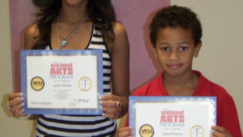 5th Annual Exhibit Sarah Warren (Teen 13-18) & David Warren (Youth 12 & Under) proudly holding their Honorable Mention Certificates