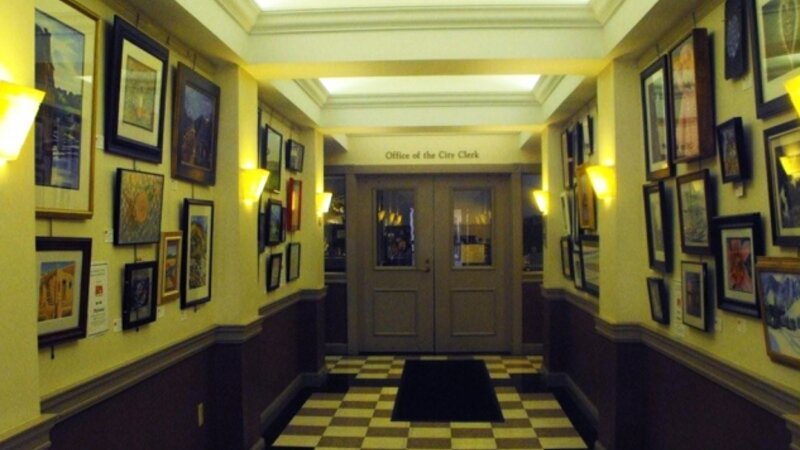 5th Annual Exhibit Artwork lining the walls of City Hall