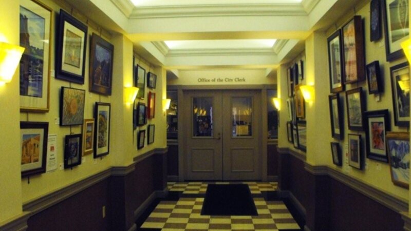 5th Annual Exhibit Artwork lining the walls of City Hall