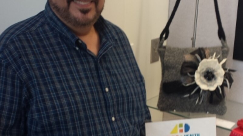 7th Annual Exhibit Knit to Felted Gray Purse