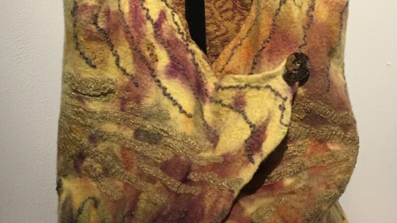 6th Annual Exhibit Nuno Felted Vest with Ammonite Buttons