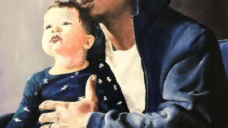 28th Annual Exhibit Father and Daughter Saturday Morning Watching Sesame Street