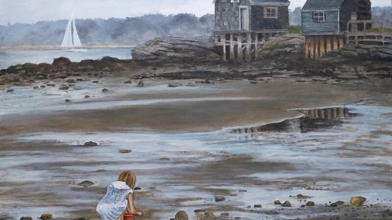 painting of beach scene