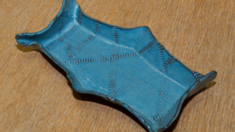 17th Annual Exhibit Blue Ceramic Dish