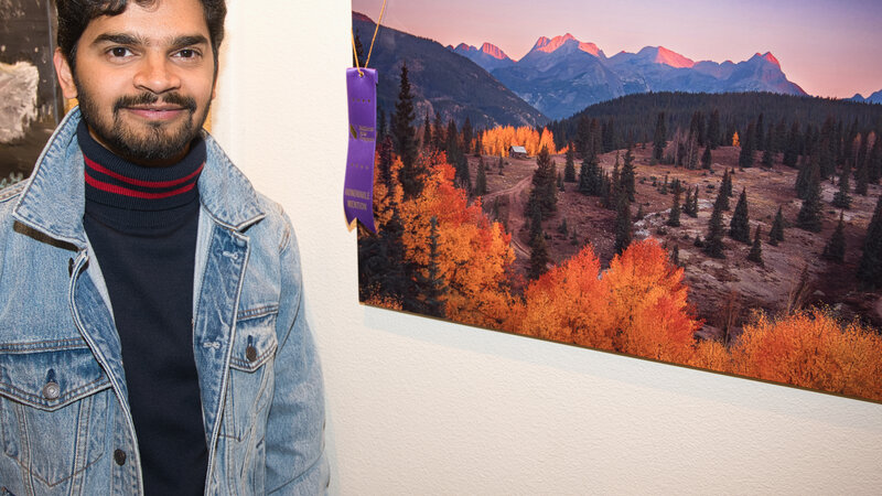 Swagath Vajjala Kesava with his Honorable Mention Winning Artwork