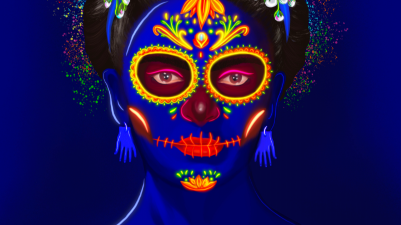 12th Annual Exhibit Neon Frida Kahlo Day of the Dead