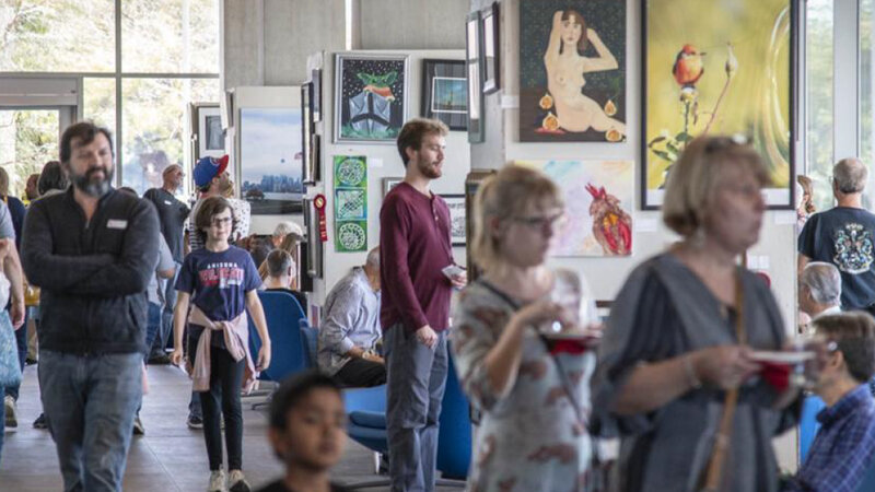 10th Annual Exhibit Attendees viewing the artwork during this year’s awards reception