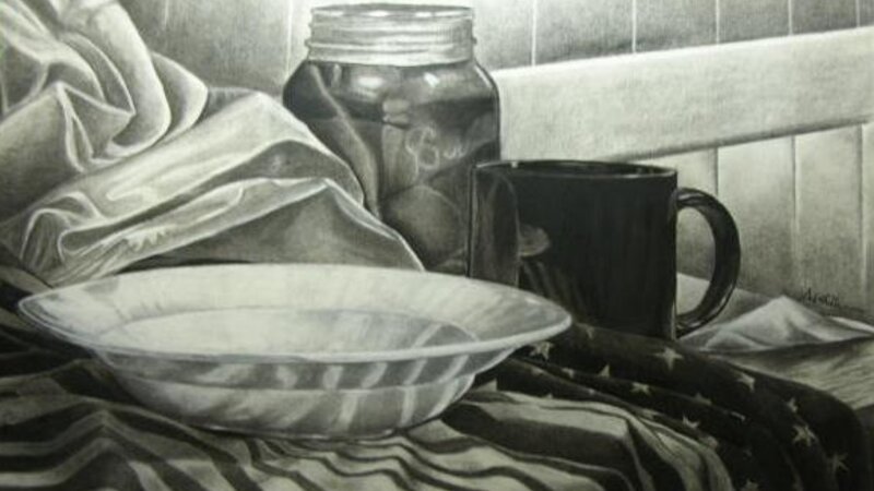 1st Annual Exhibit Still Life with Flag