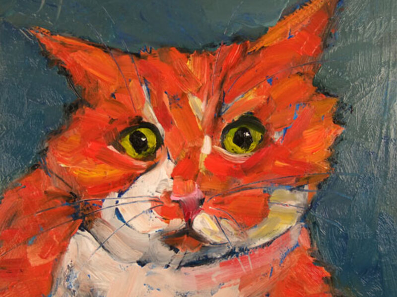 Silly Boy - Whimsical cat portrait by Joanie Springer