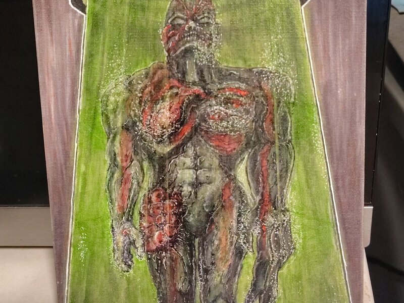 Tyrant from the first Resident Evil video game before he breaks out of the stasis tube 