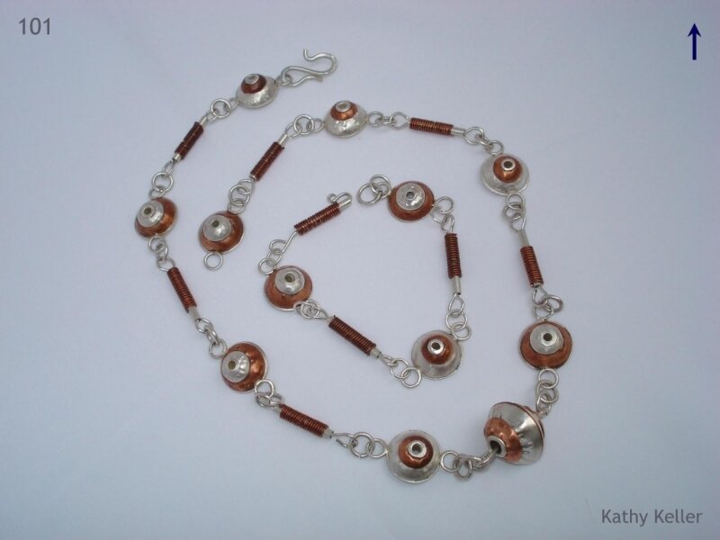 Copper and sterling disk pendant
