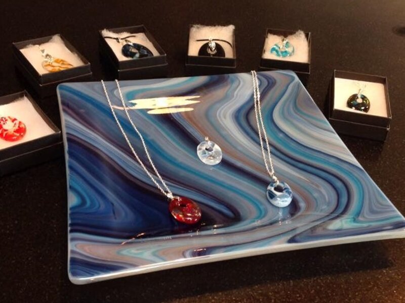 Purple Agate with various glass necklace pendants