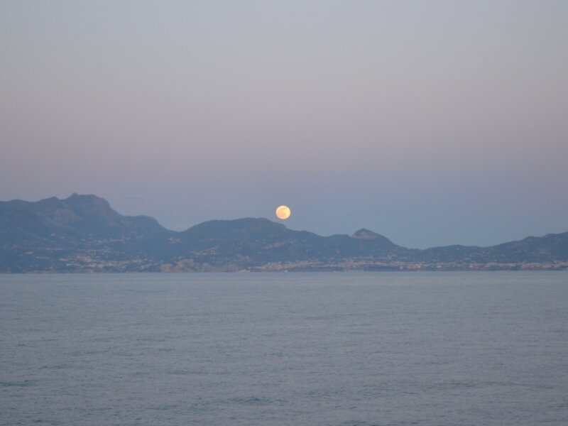Moon over coast of Turkey