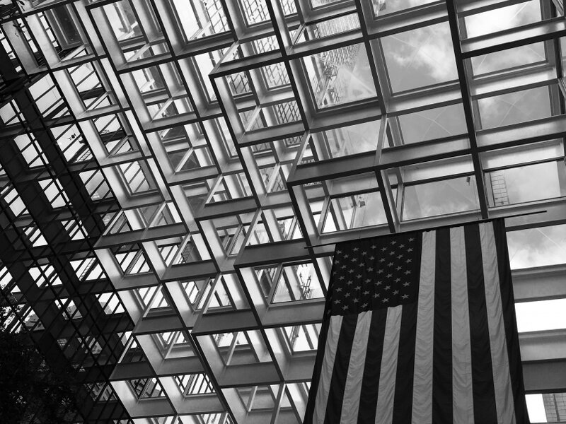 Glass and flag