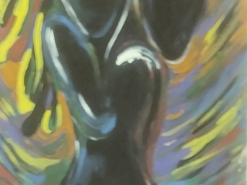 Multi-color, acrylic, canvas, Afro, painting, black love