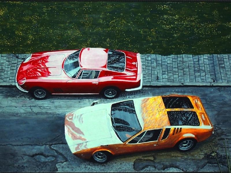 Ferrari 275 GTB 4 meets De Thomaso Mangusta