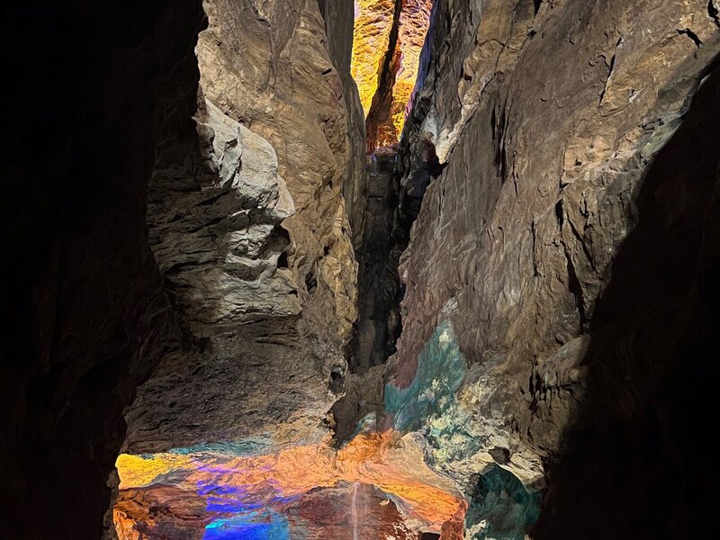 Abstract photo of a cavern waterfall