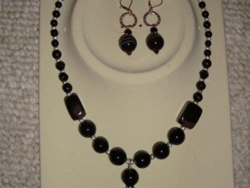 Black Agate Stone Jewelry Set #2