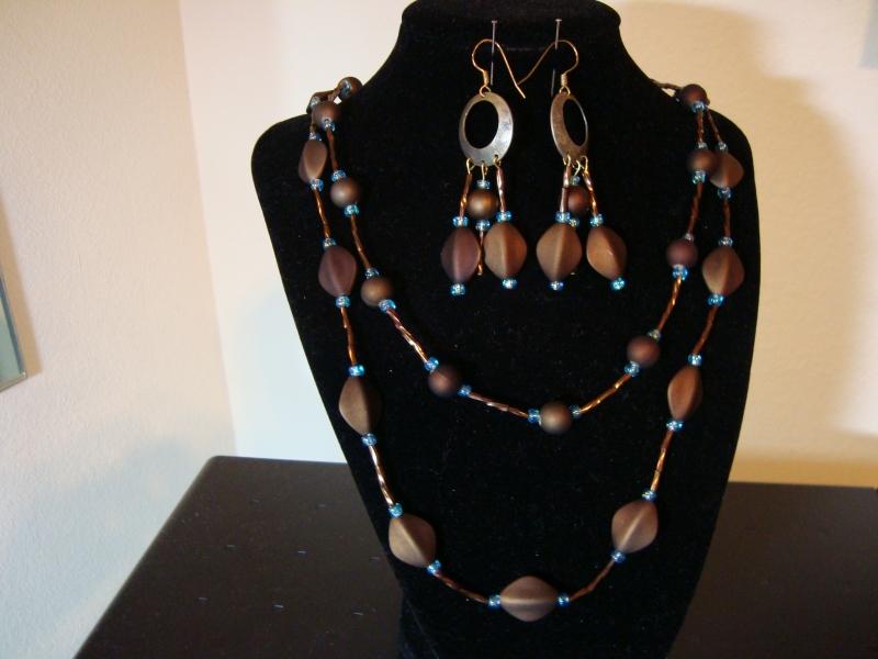 Two Strand Chocolate Bead Jewelry Set