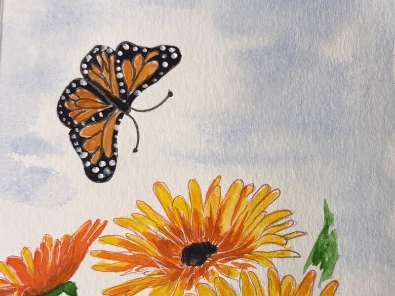 Butterfly and flowers