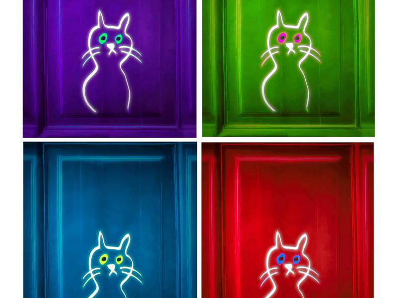 4 cats in various colors