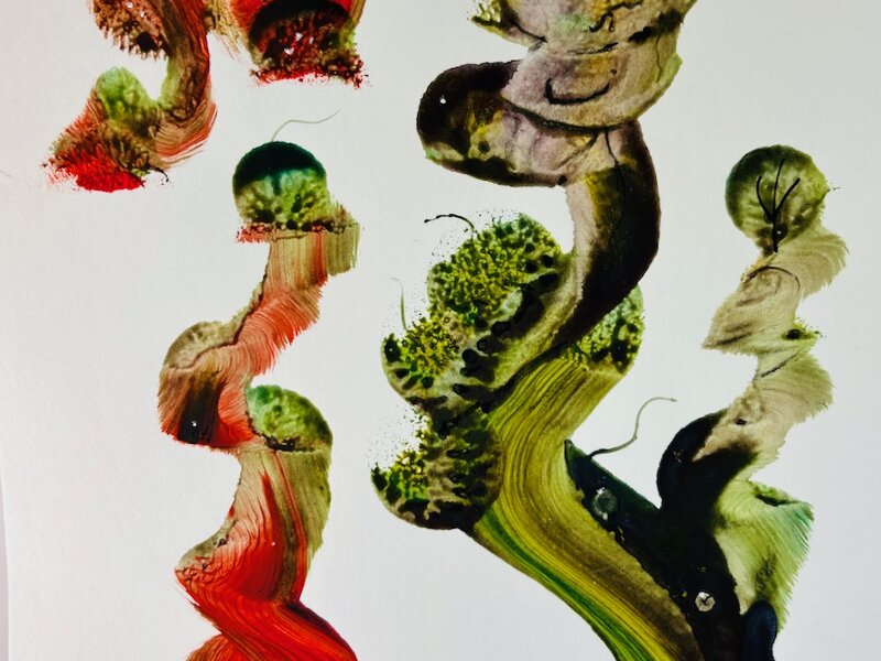 Abstract painting in watercolor, from 2020.