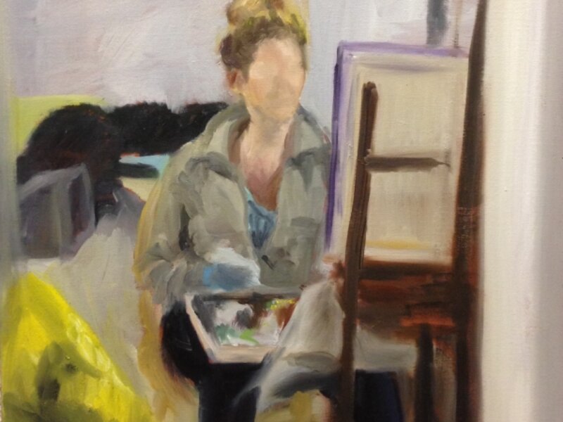 Self-portrait in studio