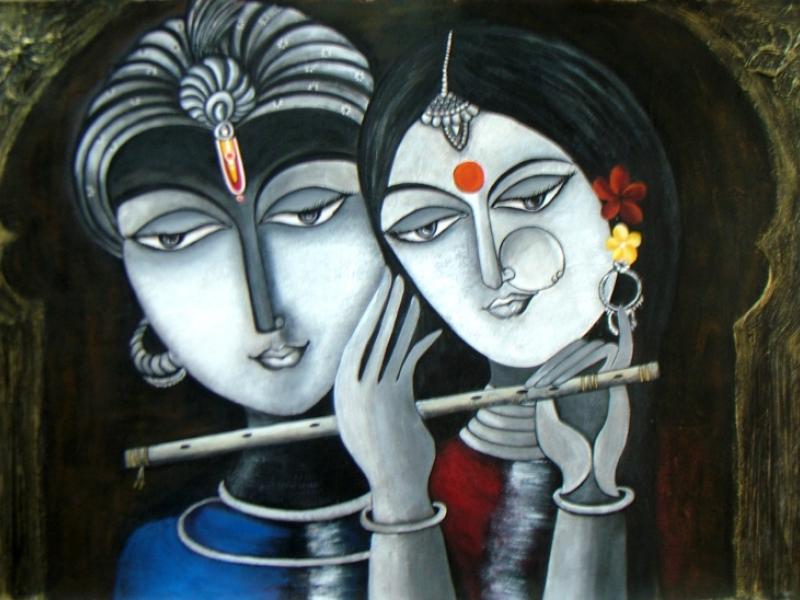 Radha Krishna Painting , Krishna and Radha, Original Painting