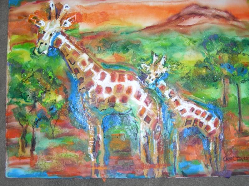 Giraffe Family at Watering Hole
