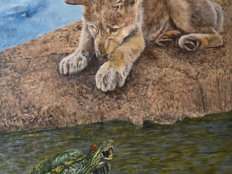 Oil painting on gallery wrap canvas.  24" H x 20" W x 1.5" W