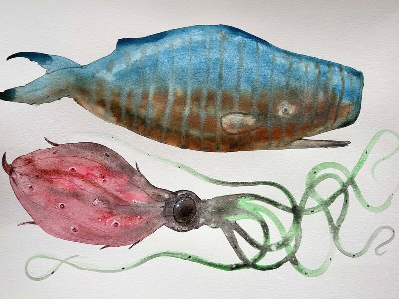 Painting in gouache and colored pencils, April 24, 2025.