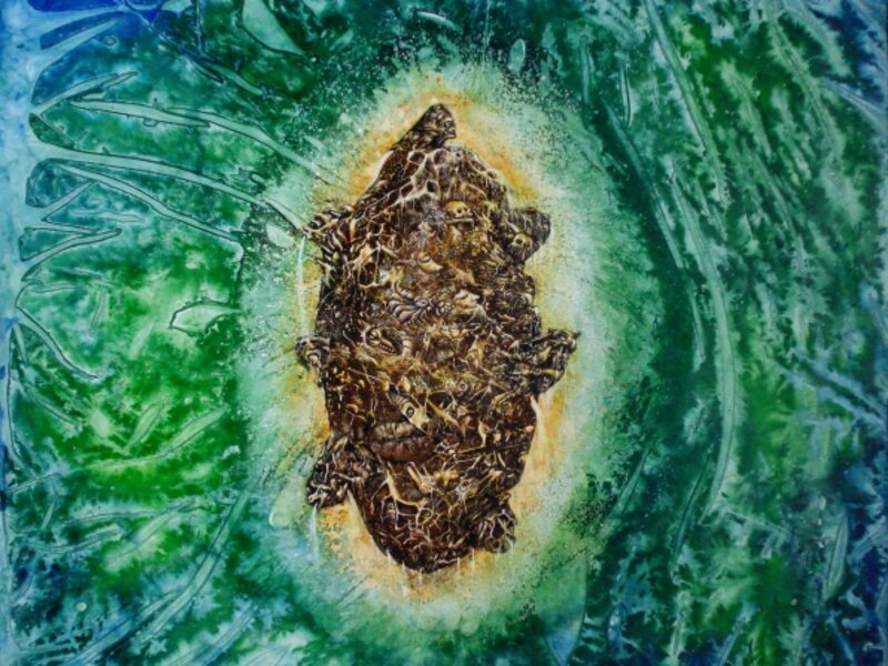 Dorian Monsalve Fountain of Wisdom Scratchboard Painting