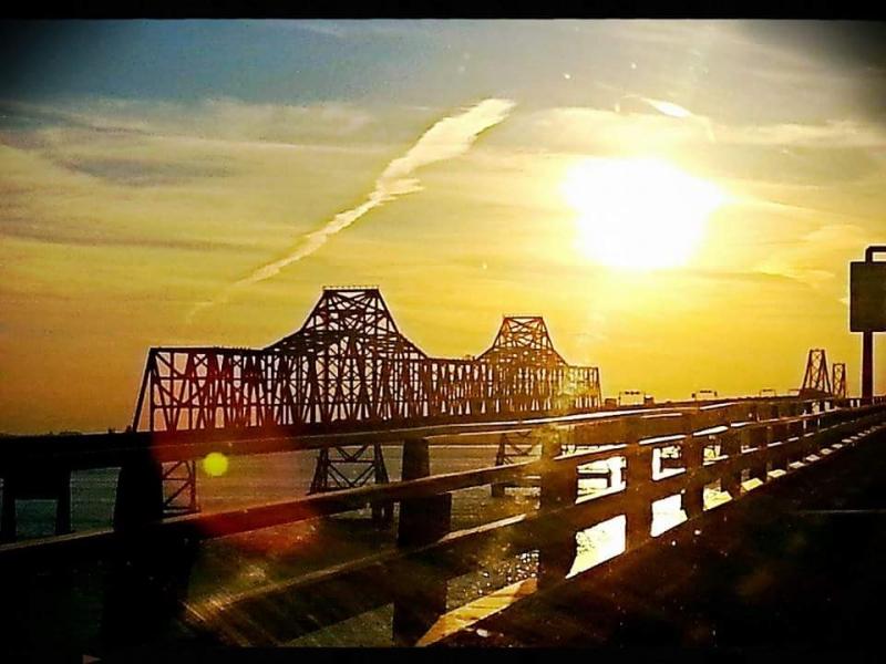 Chesapeake, Bay, Bridge, sun set