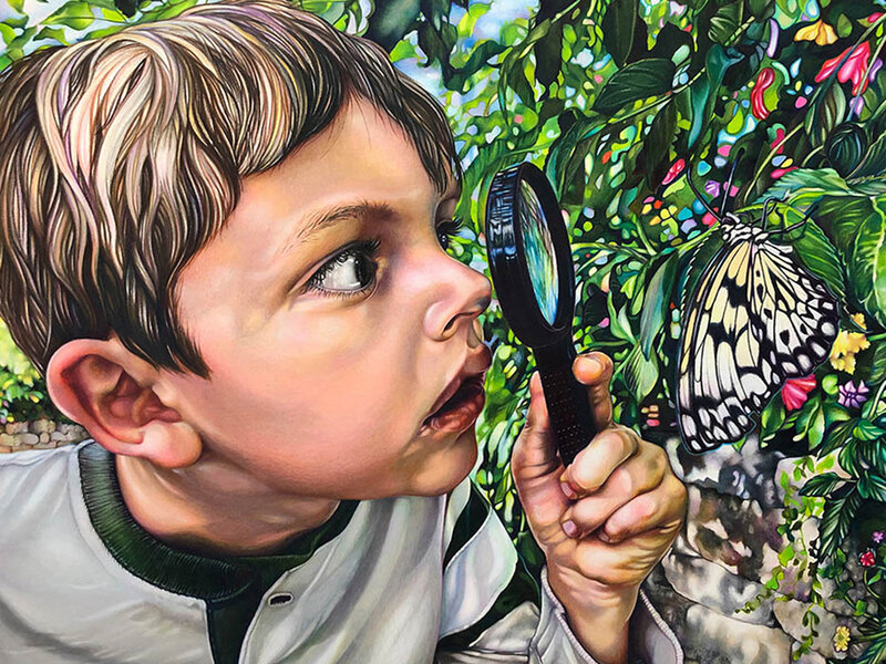 Getting Closer, 28 x 22," colored pencil