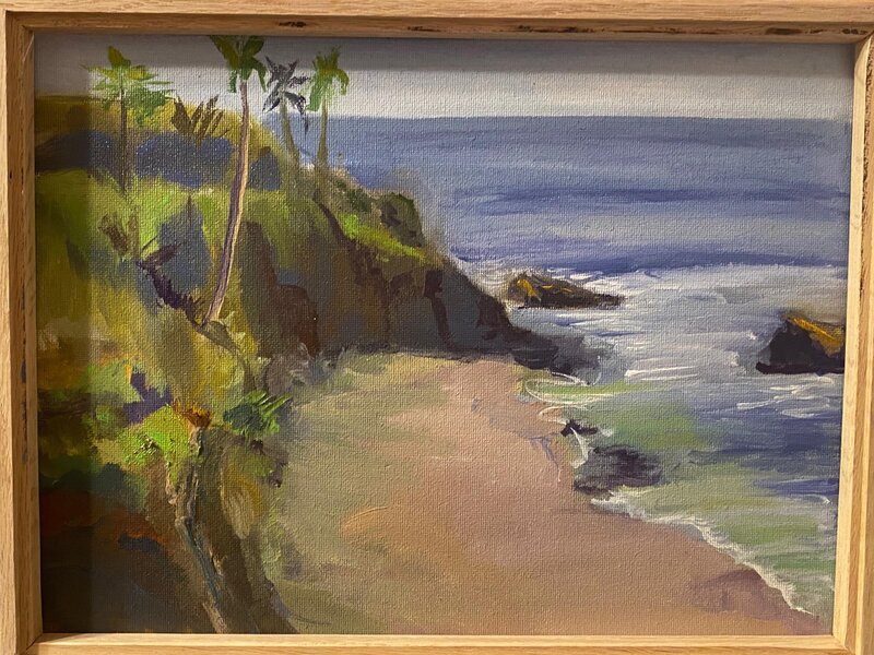 Plein Air Painting Laguna Beach morning, November 2023, looking at Heisler Beach, Laguna.