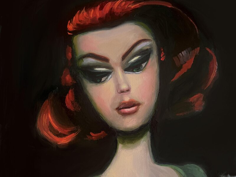 Image of a red head Barbie from the 60s