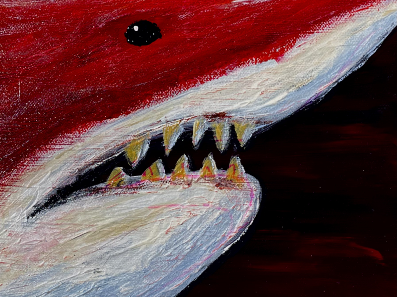 Crimson Shark 8x8 Painting